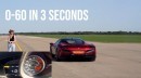 Porsche 911 Turbo S Cabriolet vs. Ferrari F8 Tributo drag race
