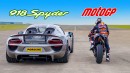 Porsche 918 Spyder Drag Races MotoGP Bike, You Know What's Going to Happen