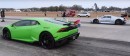 Porsche 911 Spyder vs Supercharged Lamborghini Huracan 1/2-mile drag race