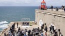 The ceremony at the famous lighthouse of Nazaré on the Portuguese Atlantic coast,
