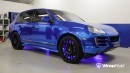 Porsche Cayenne Blue Chrome Wrap