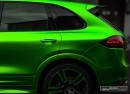 Porsche Cayenne Lime Green Satin Chrome Wrap