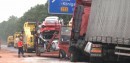 Porsche Cayman GT4s Ruined as Delivery Truck Gets Rear-Ended on German Autobahn