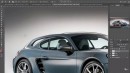Porsche 718 Cayman Sport Turismo shooting brake rendering by Theottle