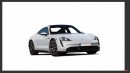 Porsche Taycan Coupe transformation into 911 EV rendering by SRK Designs