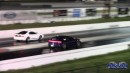 Porsche Taycan Cross Tourismo drag races Ford Mustang on DRACS