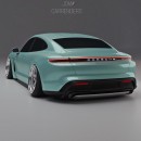 Stanced Porsche Taycan (rendering)