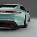Stanced Porsche Taycan (rendering)