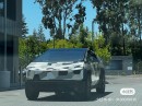 Pre-production Tesla Cybertruck in camo wrap