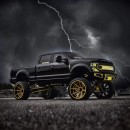 2021 Ford F-250 Black Adam rides lifted and bagged on Forgiato 30s