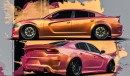 Slammed WCC Dodge Charger widebody kit rendering by musartwork