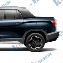 Hyundai Creta subcompact unibody Pickup Truck rendering by KDesign AG