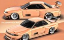R32 Nissan Skyline GT-R Peaches slammed widebody rendering by musartwork