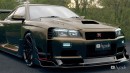 R34 Nissan GT-R Looks Like a Nismo Supercar in Glossy Widebody Rendering