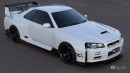 R34 Nissan GT-R Looks Like a Nismo Supercar in Glossy Widebody Rendering