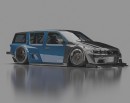 R34 Nissan Skyline GT-R Max is now a widebody station wagon render by yasiddesign on Instagram
