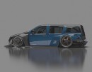 R34 Nissan Skyline GT-R Max is now a widebody station wagon render by yasiddesign on Instagram