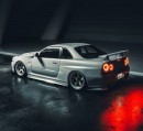 R34 Nissan GT-R with pop-up headlights (rendering)