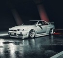 R34 Nissan GT-R with pop-up headlights (rendering)