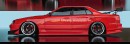 Stanced R34 Nissan Skyline GT-R 4-door sedan rendering by musartwork