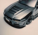 R34 Nissan Skyline GT-R pop-up headlights rendering