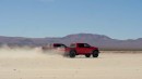 Ram 1500 TRX drag races Ford F-150 Raptor 37 on a dry lake bed