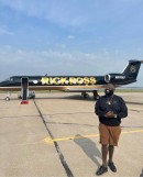 Rick Ross shows off his Gulfstream G550 private jet, with a custom paintjob
