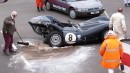 Rare Lister Jaguar and Mercedes 300 SLS Poster Crash at Goodwood 73MM