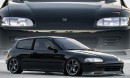 Honda Civic Hatchback Full Send Custom real vs imaginary renderings by musartwork