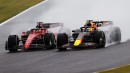 Max Verstappen Battling Charles Leclerc on Track