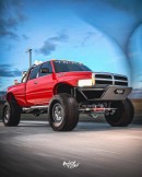 Red Dodge Ram Dorothy Twister Aftermath Elon Musk rendering by adry53customs