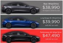 Tesla Model 3 prices with tax credit