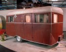 1935 Covered Wagon trailer on display at the RV/MH Hall of Fame Museum