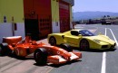 The Enzo Ferrari next to its F1 sibling