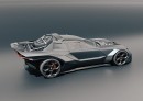 Lamborghini Islero Coupe revival Batmobile rendering by al.yasid