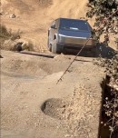 Tesla Cybertruck climbing the Hollister Hills "stair steps"