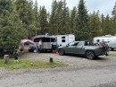 Rivian R1T towing an Airstream Basecamp 20-ft travel trailer