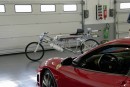 Francois Gissy's rocket bike in the garage