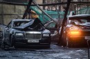 Luxury cars burn in Moscow