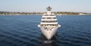 The Solaris megayacht sailing in the Antibes, as it's being prepared for owner Roman Abramovich's arrival