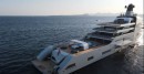 The Solaris megayacht sailing in the Antibes, as it's being prepared for owner Roman Abramovich's arrival