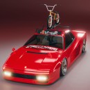 Stanced Ferrari Testarossa Rosie modernization rendering by demetr0s_designs