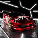 Twin-Turbo Widebody C7 Chevy Corvette Batman daily driver rendering by refined_auto_works