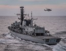 HMS Argyll with Wildcat helicopter