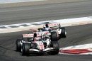 Rubens Barrichello ahead of Honda teammate Jenson Button in the 2006 Bahrain GP