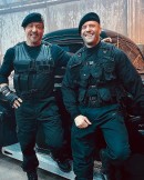 Sylvester Stallone and Jason Statham on the set of The Expendables