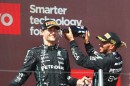 Lewis Hamilton and George Russel Celebrating French GP Podium
