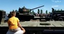 Russian T-34 tank flips in Kursk
