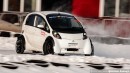 Russian Blonde Competes in Ice Drifting With Engine-Swapped Mitsubishi EV