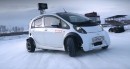 Russian Blonde Competes in Ice Drifting With Engine-Swapped Mitsubishi EV